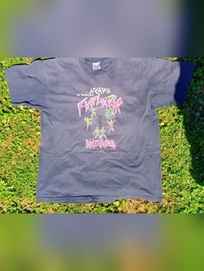 Arcadia Black Short-Sleeve Graphic Tee with Neon Print